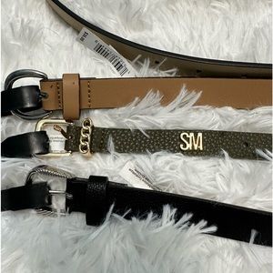 Steve Madden Set of 3 belt in faux leather olive black and nude size 1X